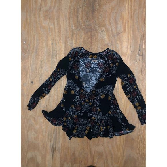 Free People Smooth Talker Tunic Dress Raven Black Floral, Sz Small, MP $128 - Picture 3 of 10